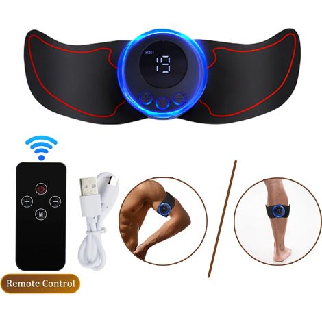 EMS-Elektromuskelstimulator für die Bauchmuskulatur, Fitness-Sticker, wiederaufladbares Körpermassagegerät, kabelloser LCD-Bildschirm, Gesäßmuskeltrainingsgerät 03544-AquaForge