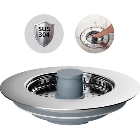 Bouchon Evier Cuisine,ABS Bouchon Evier avec Un Set Combiné Filtre Evier Cuisine en INOX,Anti - Blocage, PréVention des Odeurs,Grille Evier Cuisine-Profondeur de L'éVier 22mm