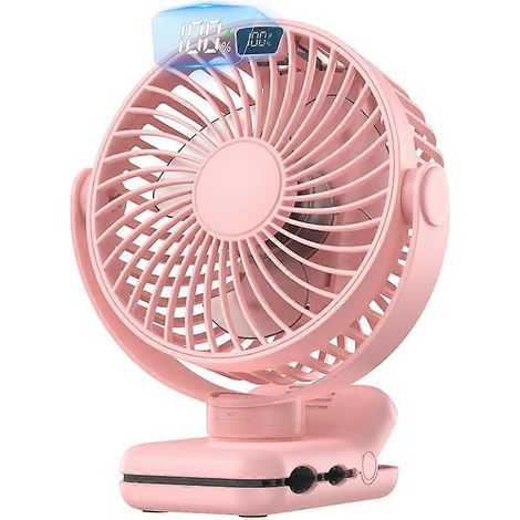 Ventilateur compact à pince, 15 cm (6 pouces) - Ventilateur rechargeable 5000 mAh pour poussette, usage personnel en extérieur, siège auto, salle de sport - Rose (1/5)