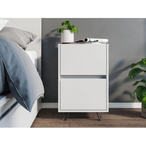 Nachttisch Yako 40cm 2 SoftClose stehend Weiß Hgl (1/5)