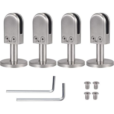 Support en Verre 4Pcs 6-8 mm avec Support de 40 mm pour Pinces en Verre pour Montage au Sol Supports de Tablette en Verre en Acier Inoxydable 304 pour Balustrade Rampe d'Escalier Main Courant