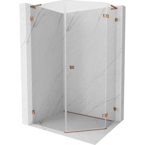 Mexen Lunar L cabina doccia pentagonale con apertura a destra 80 x 90 cm, trasparente, oro rosa - 831L-080P-090L-60-00-P (1/5)