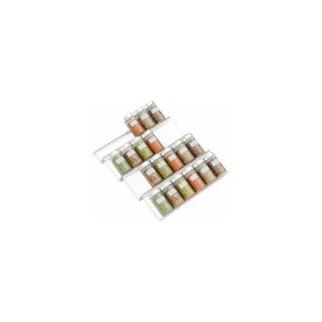 Ausziehbares 4-stöckiges Gewürzregal aus transparentem PVC – Maße 45 x 33 cm – Schubladenaufbewahrung für Gewürze, Soßen und Kräuter – Crezuo