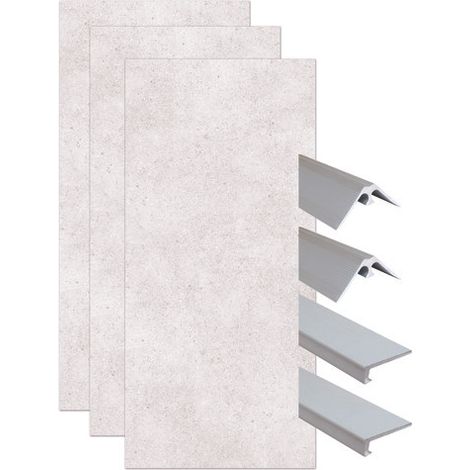ONDEE ZEN - Pack montage 3 panneaux muraux en niche - Terrazzo 120 cm - profilés chromés (1/4)