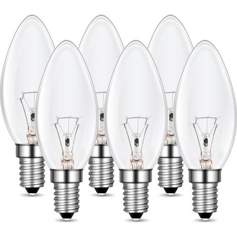 E14 Dimmbare Kerzenbirne 230 V, Kerzenflamme, 2700 K Warmweiß, 400 lm, E14-Schraubsockel, C35 Klar, Dekorative Glühbirnen, Für Kronleuchter und Schreibtischlampen, 6er-Pack (1/5)