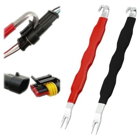 Lot de 2 Extracteur De Connecteur Électrique, Outil Retrait Connecteur, Séparateur À Double Extrémité pour Voiture, Camion Moto Harnais Fiche Fusible Tuyau Réparation - (1/5)