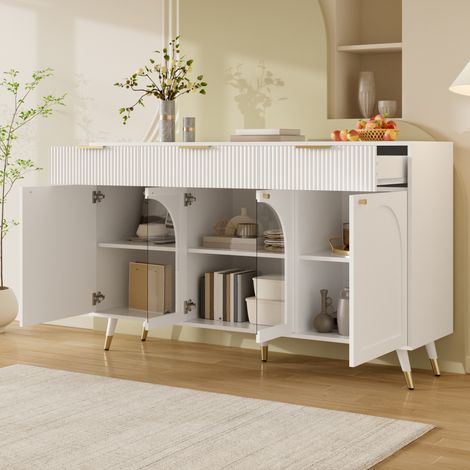 Sideboard mit 4 Türen & 3 Schubladen – Moderner Aufbewahrungsschrank mit transparenten Acryl-Türen (1/5)