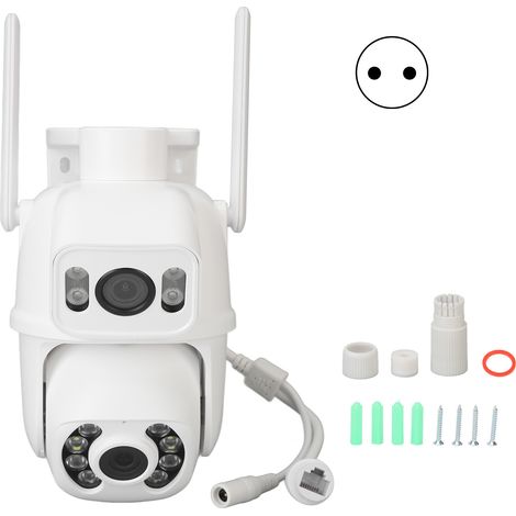 Caméra WiFi Extérieure 6MP Vision Nocturne HD 110‑240V Détection Mouvement Double Objectif EU Fiche Maison (1/5)