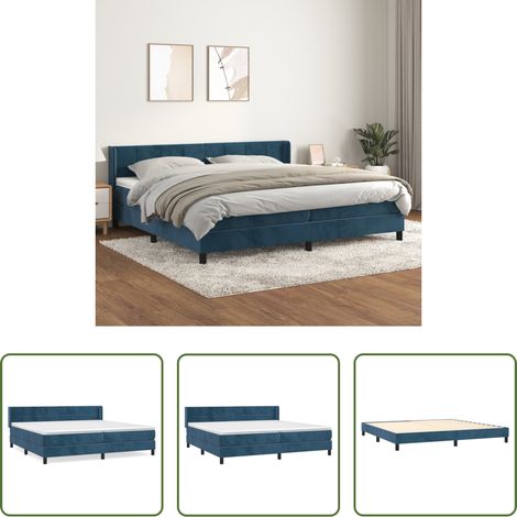 Matratze - Boxspringbett mit Matratze Dunkelblau 200x200 cm Samt (1/5)