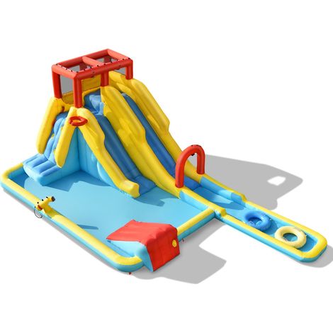 Castillo hinchable de 622 x 335 x 225 cm con toboganes y un moderno y divertido rocódromo en tejido Oxford azul 200020457