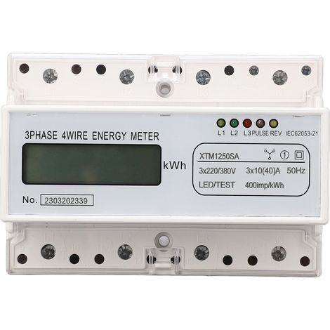 Compteur d'énergie triphasé 4 fils 7 chiffres écran LCD tension courant puissance moniteur 3x220V 380V voltmètre ampèremètre (1/5)