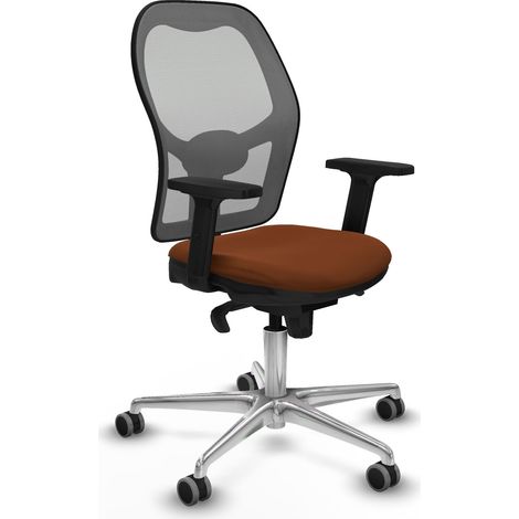 Jorquera sincro malla gris similpiel marrón brazos 2D base aluminio ruedas 65mm engomada (1/5)