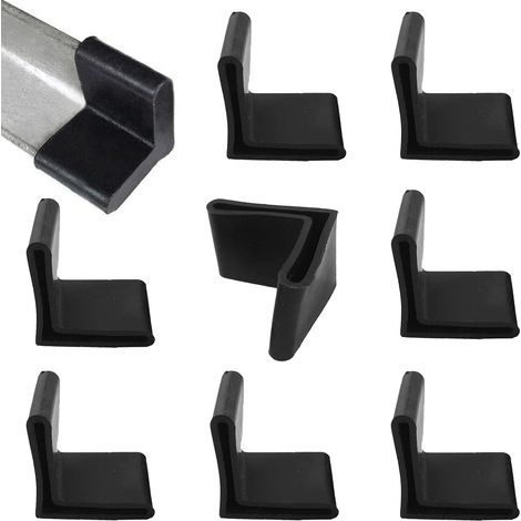 Paquete de 20 pies de esquina en forma de L para perfiles de esquina de sillas, protección de esquinas, protección de pies, protección de suelo, 50 mm x 50 mm, negro