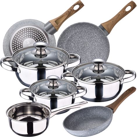 Bateria de cocina 7 piezas SAN IGNACIO Faro de acero inoxidable con juego de sartenes (22/24/26 cm) SAN IGNACIO Daimiel en aluminio forjado (1/5)