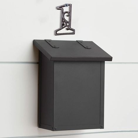 JSSEVN-Letrero moderno de hierro fundido para exteriores con números de casa, número de puerta de estilo retro, número de dirección para cafetería o bar (Número 1). (1/3)