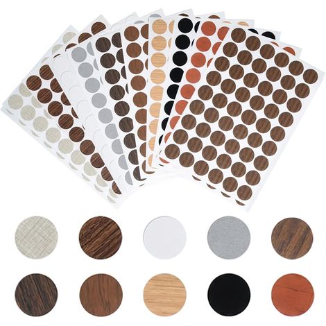 Cache-Vis Autocollants 21mm Lot de 540 Pièces, Pastilles Adhésives pour Masquer Trous de Vis et Rayures de Meubles, 10 Couleurs pour Armoire, Table et Bureau (1/5)