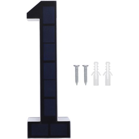Numéro de maison à éclairage solaire LED, éclairage extérieur étanche, signe d'adresse moderne rétro-éclairé, extérieur noir 9 en 1 (1/5)