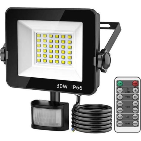 30W Projecteur LED Detecteur de Mouvement,6500K Blanc Froid,IP66 Etanche Super Lumineux Eclairage Exterieur,Éclairage mural d'extérieur pour Jardin, Patio, Garage (1/4)