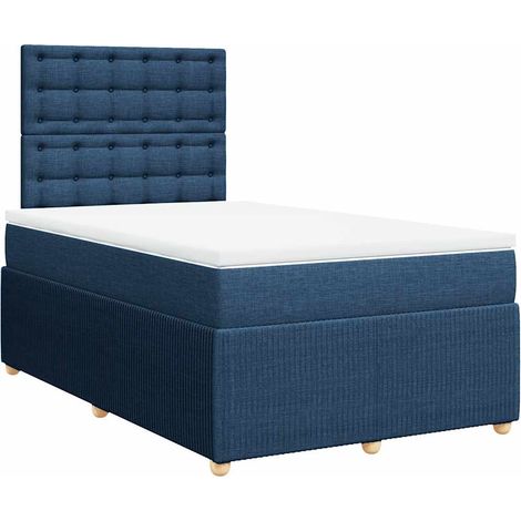 Maison Exclusive - Sommier à lattes de lit avec matelas bleu 120x190 cm tissu (1/5)