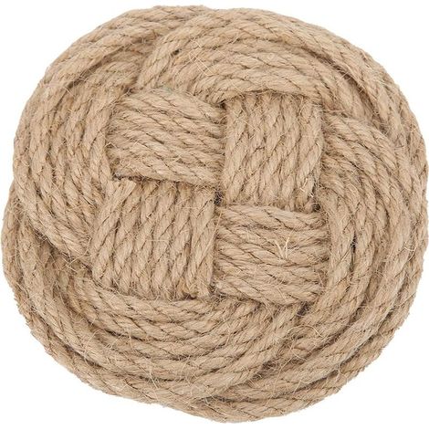 Support de Pot Tapis Antidérapant Jute Tissé Dessous de Plat Moderne Épaissir Isolation Thermique Marron sous-Verres pour Tasse Plat Pan Salle à Manger Cuisine (Marron, Rond) (1/5)