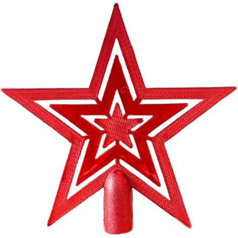 Décoration de sapin de Noël - OKUMGGYJ - Étoile Pentagrammes dorés - Plastique - Rouge doré - 10 cm (1/5)