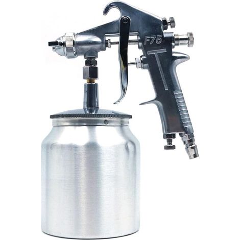 F-75G HVLP Pistolet pulvérisateur de peinture par gravité, avec tasse en aluminium d'une capacité de 400 cc, buse de 1,5 mm 600 ml (1/5)