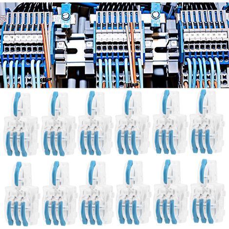 20 transparente T-förmige Schnellanschlussklemmen, Druckknopf-Splitteranschluss, Parallelanschluss, ein Eingang und drei Ausgänge, transparent blau SPL-F13. (1/5)
