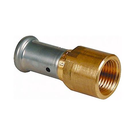 Raccordo a pressare in ottone HENCO diritto femmina Ø16 x 1/2 - 18P-1604