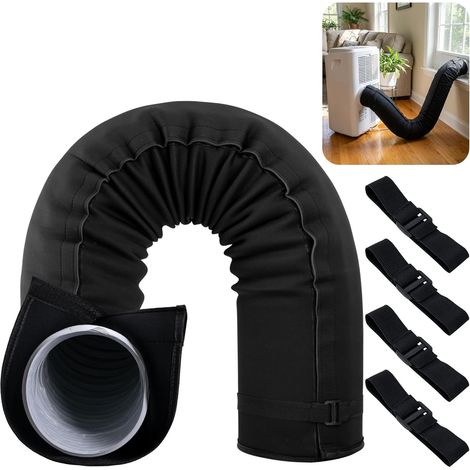 Isolierhülle für Klimaanlagenschlauch – 150 x 50 cm – Für Durchmesser von 12,7 und 15 cm – Schwarz – Waschbar (1/5)