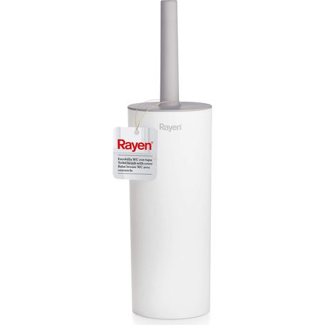 RAYEN - Balai brosse wc blanc avec couvercle (1/4)
