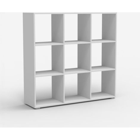 Libreria mobile bianca moderna in legno per soggiorno studio Wari