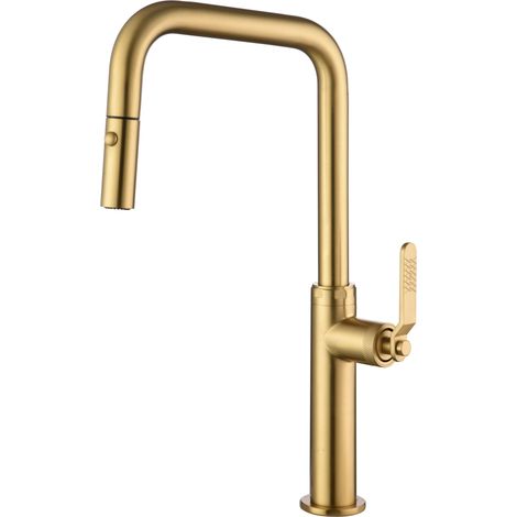 Rubinetto da cucina monocomando  Modello NIZA  Colore oro  Finitura oro spazzolato  [ IMEX® ] (1/2)