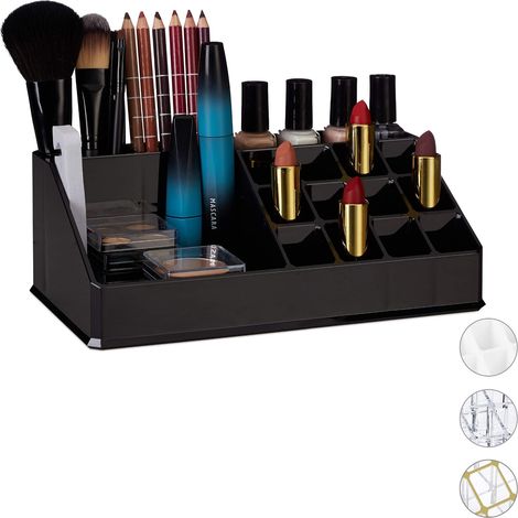 , noir Organisateur Cosmétique Acrylique Rangement Make-Up 16 Casier Maquillage Support Rouge à Lèvre, Taille unique (1/5)
