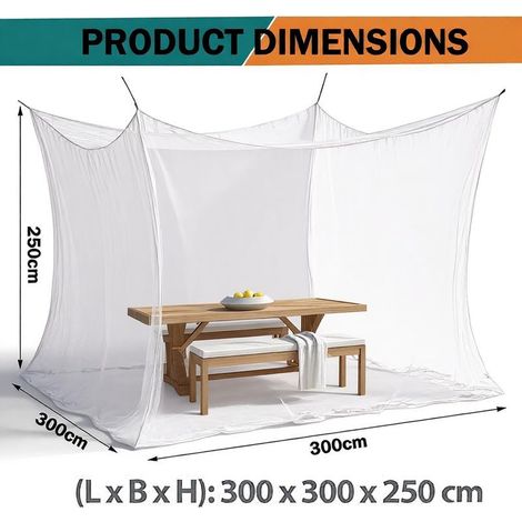 Grande zanzariera da esterno, rete antizanzare a maglia ultrafine per patio, campeggio e giardino — Zanzariera portatile con corda (A, Singola: 300 × 300 × 250 cm (16 m)) (1/5)