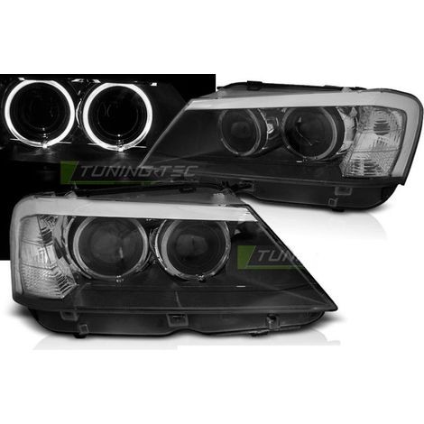 Paire de feux phares BMW X3 F25 10-14 Angel eyes LED Noir-31521262 (1/3)