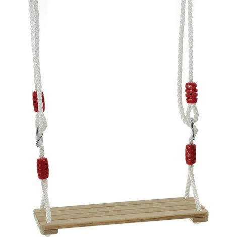 Altalena per Bambini con Sedile in Legno Naturale e Corde ad Alta Resistenza, DONDOLO Misura 40x16 cm, Portata Massima Sicura, Gioco da Giardino e Interno