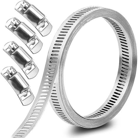 Colliers de serrage pour tuyau d'arrosage, colliers à vis sans fin en acier inoxydable, colliers de serrage réglables (3 m, 5 colliers de serrage) - Idée cadeau parfaite (1/4)