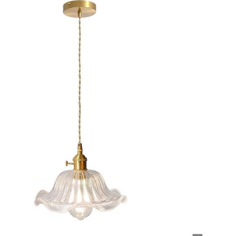 Lustre en Verre,Lampe Suspension Vintage Abat-jour Design Fleur E27 Lampe de Plafond Industriel Style Retro pour Salon Cafes (1/5)