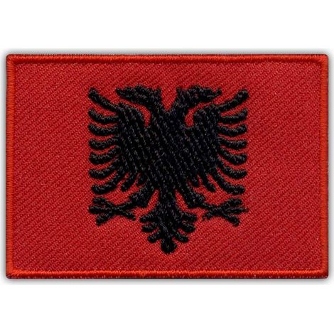 Aufnäher mit der Flagge Albaniens – zum Aufbügeln/Heißsiegeln – gestickter Aufnäher/Abzeichen/Emblem