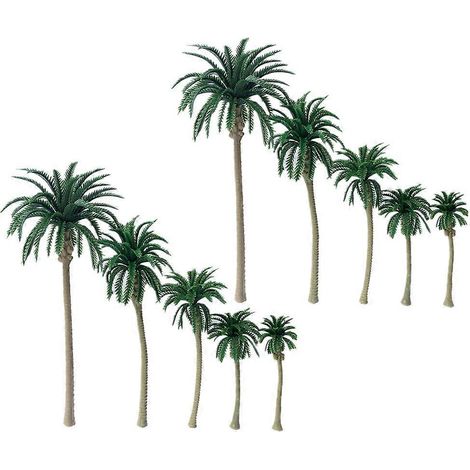 Lot de 10 mini cocotiers miniatures en plastique pour décor de table en sable, accessoires de bricolage et micro-paysage écologique (Gre-16X7CM-Green