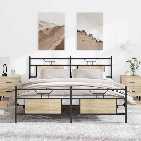 Metallbett ohne Matratze Sonoma-Eiche 160x200 cm