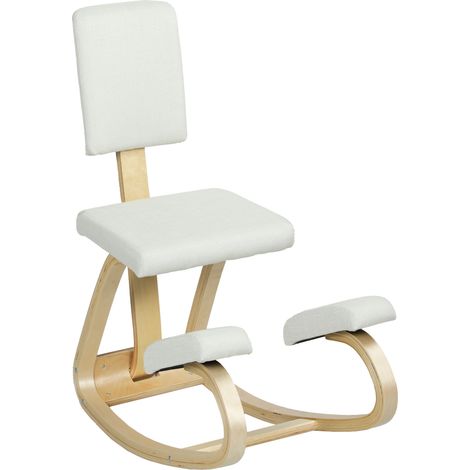 Siège ergonomique assis-genoux avec dossier ALIXIA blanc cassé (1/5)
