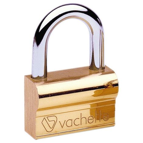 Vachette – Cadenas à clé laiton 80 mm – Anse acier chromé trempé – Livré avec 3 clés – Antivol pour usage intensif