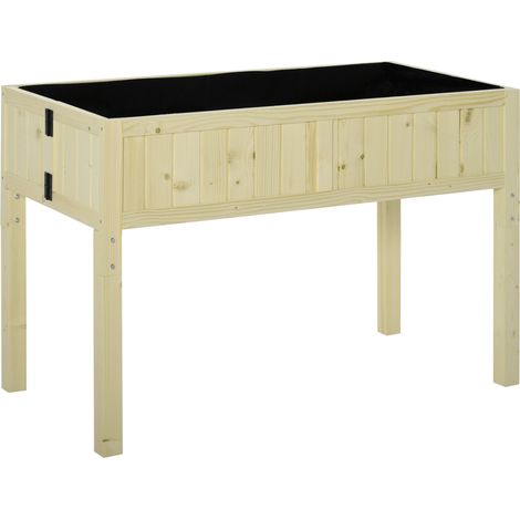 Letto per Orto Rialzato Pieghevole in Legno con Fori di Drenaggio, 115x56x76 cm, Color Legno (1/5)