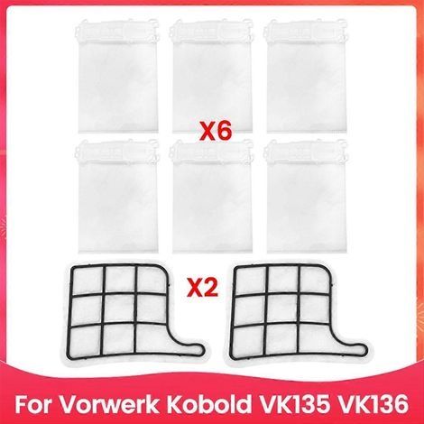 Kit de 8 filtres et sacs à poussière pour aspirateur Vorwerk Kobold VK135 VK136 - Accessoires de rechange (1/5)