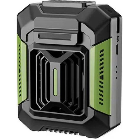 Ventilador de correa silencioso sin aspas, potente flujo de aire, recargable con luz LED para trabajo al aire libre y camping (verde) (1/5)