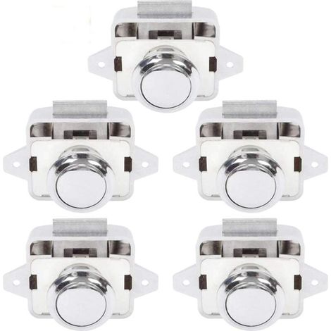 Bouton Poussoir Camping Car - Serrure Loquet Porte Fermeture Placard Bouton pour RV caravane de moteur 5 pièces Argent (1/4)