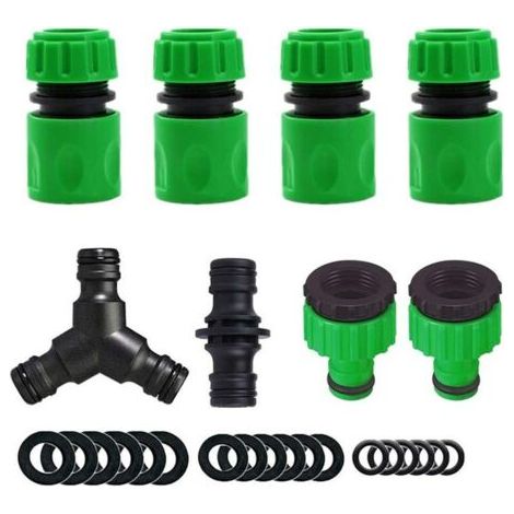 Ensemble de 8 raccords rapides pour tuyaux d'arrosage (raccords rapides de 4 1/2", 1 raccord droit, 1 raccord en T, 2 raccords de mamelon 4 voies à 6 voies) (1/5)