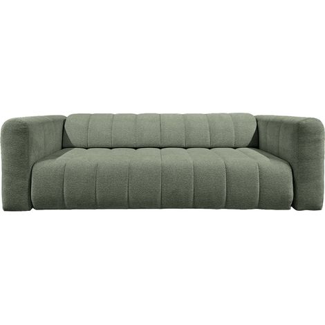 MARIUS - Canapé droit convertible tissu chenille 3 places Vert (1/4)