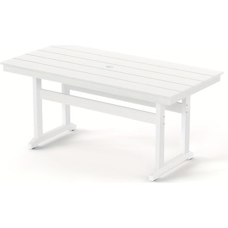 Rechteckige Gartentische, wetterbeständige HDPS-Terrassentische, 168 cm lange Gartentische mit 5 cm großem Schirmloch für Veranda, Balkon und Garten (1/5)